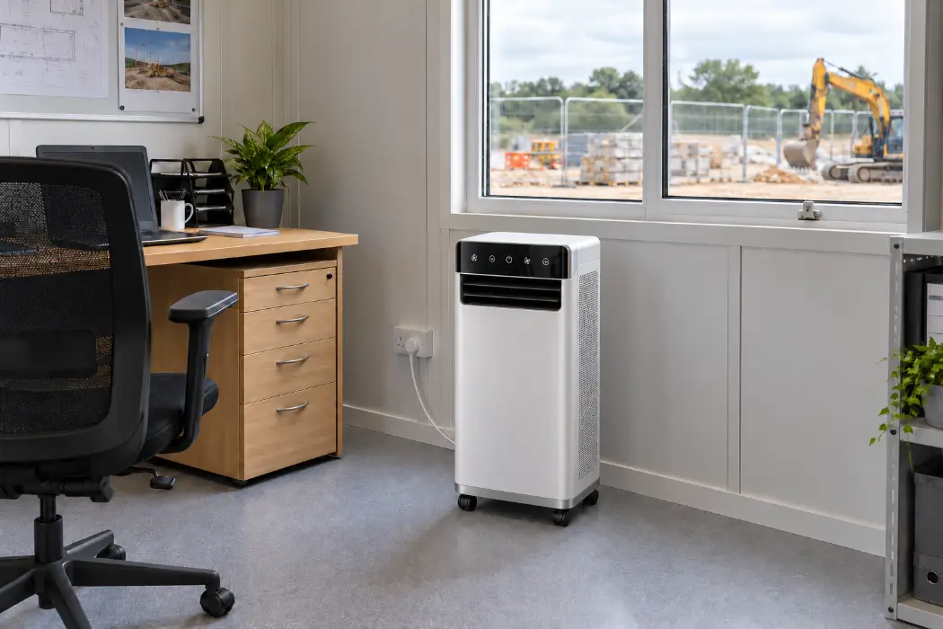 Portable air conditioning unit in a site cabin office